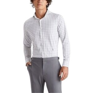 G/Fore Shirt Tattersall Plaid Modern‎ Spread Collar Nylon Woven Golf Work Small